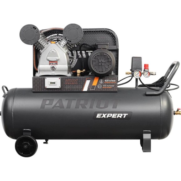 Компрессор Patriot KRX 420 L100 D, поршневой, ременной, масляный, 420 л/мин, 100 л, 10 бар, 2.2 кВт, 400 В 545302320