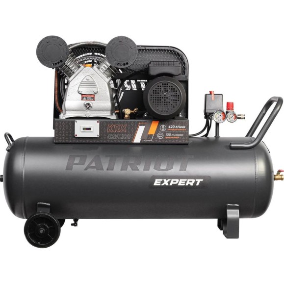Компрессор Patriot KRX 420 L100, поршневой, ременной, масляный, 420 л/мин, 100 л, 10 бар, 2.2 кВт, 230 В 545302315 Компрессор Patriot KRX 420 L100, поршневой, ременной, масляный, 420 л/мин, 100 л, 10 бар, 2.2 кВт, 230 В 545302315