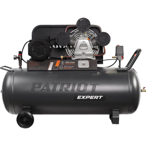 Компрессор Patriot KRX 580 L200 D, поршневой, ременной, масляный, 580 л/мин, 200 л, 10 бар, 3 кВт, 400 В 545302335