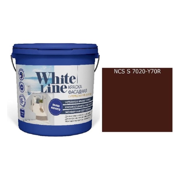 Краска WL White Line ВД фасадная S 7020 Y 70 R (вед 9 л/11,2 кг) 4690417119851 Краска WL White Line ВД фасадная S 7020 Y 70 R (вед 9 л/11,2 кг) 4690417119851