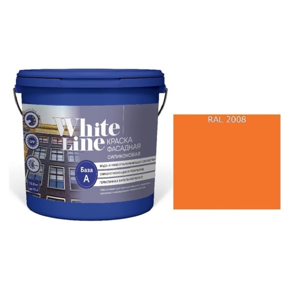Краска White Line WL ВД фасадная силиконовая RAL 2008 (вед 16 л/20,5 кг) 4690417118113 Краска White Line WL ВД фасадная силиконовая RAL 2008 (вед 16 л/20,5 кг) 4690417118113