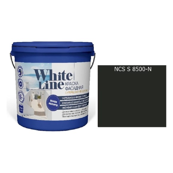 Краска фасадная White Line ВД S 8500 N ведро 4,5 л 4690417119295 Краска фасадная White Line ВД S 8500 N ведро 4,5 л 4690417119295