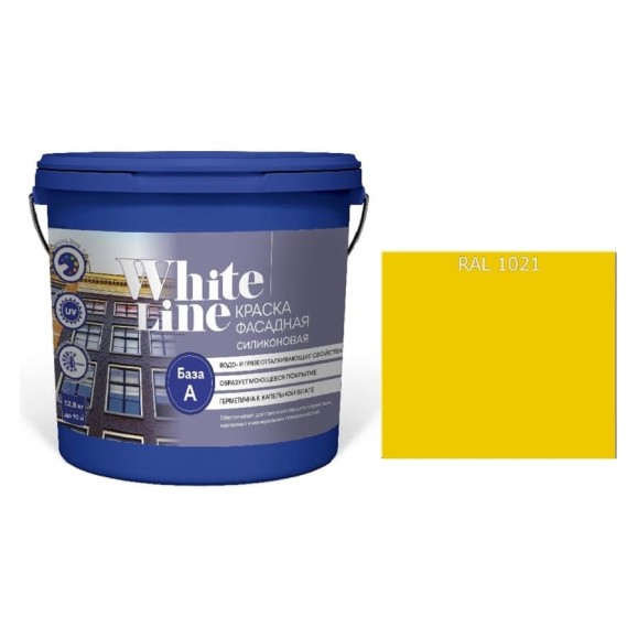 Краска White Line WL ВД фасадная силиконовая RAL 1021 (вед 16 л/20,5 кг) 4690417118069 Краска White Line WL ВД фасадная силиконовая RAL 1021 (вед 16 л/20,5 кг) 4690417118069