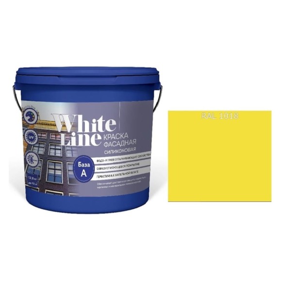 Краска White Line WL ВД фасадная силиконовая RAL 1018 (вед 16 л/20,5 кг) 4690417118014 Краска White Line WL ВД фасадная силиконовая RAL 1018 (вед 16 л/20,5 кг) 4690417118014