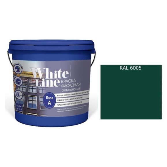 Краска White Line WL ВД фасадная силиконовая RAL 6005 (вед 9 л/11,5 кг) 4690417118656 Краска White Line WL ВД фасадная силиконовая RAL 6005 (вед 9 л/11,5 кг) 4690417118656