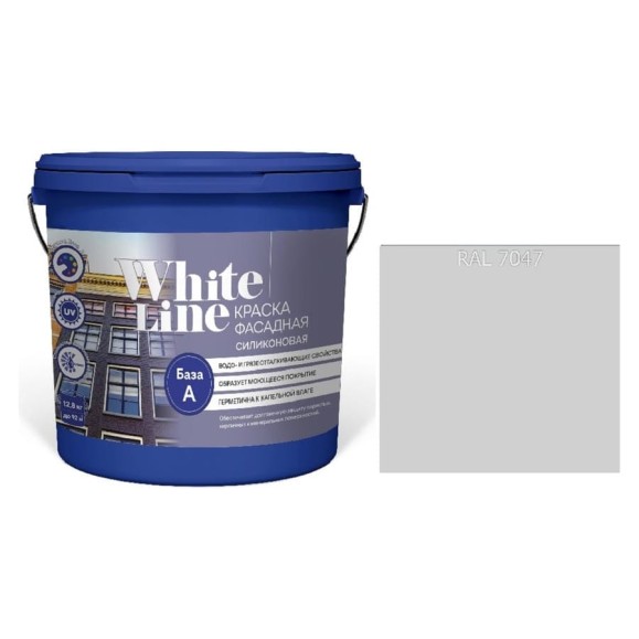 Краска White Line WL ВД фасадная силиконовая RAL 7047 (вед 16 л/23 кг) 4690417118960 Краска White Line WL ВД фасадная силиконовая RAL 7047 (вед 16 л/23 кг) 4690417118960