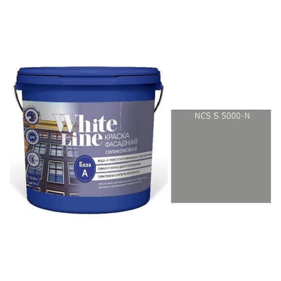 Краска White Line WL ВД фасадная силиконовая S 5000 N (вед 4,5 л/6,5 кг) 4690417117147 Краска White Line WL ВД фасадная силиконовая S 5000 N (вед 4,5 л/6,5 кг) 4690417117147
