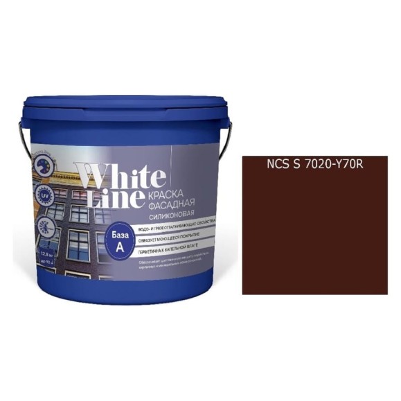 Краска White Line WL ВД фасадная силиконовая S 7020 Y 70 R (вед 16 л/20,5 кг) 4690417117062 Краска White Line WL ВД фасадная силиконовая S 7020 Y 70 R (вед 16 л/20,5 кг) 4690417117062