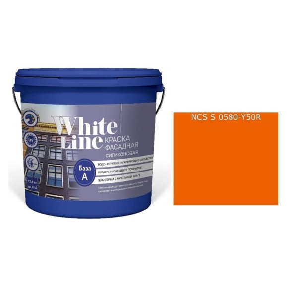 Краска White Line WL ВД фасадная силиконовая S 0580 Y 50 R (вед 4,5 л/5,7 кг) 4690417116591 Краска White Line WL ВД фасадная силиконовая S 0580 Y 50 R (вед 4,5 л/5,7 кг) 4690417116591