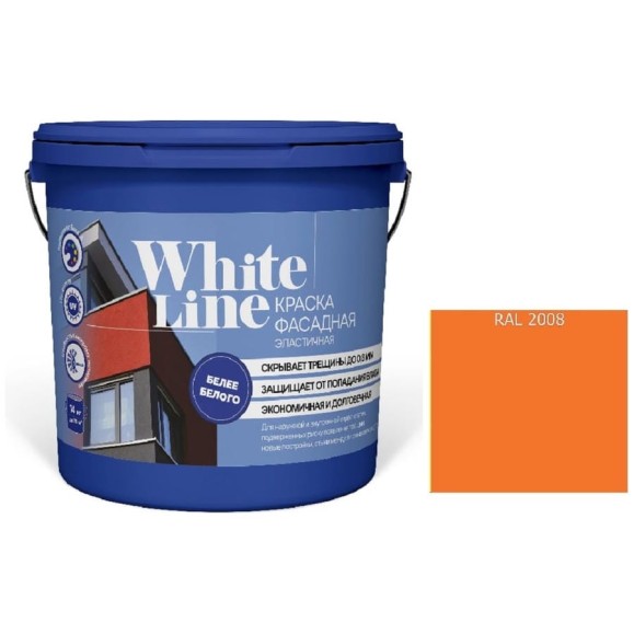 Краска White Line WL ВД эластичная RAL 2008 (вед16л/20.5 КГ) 4690417115211 Краска White Line WL ВД эластичная RAL 2008 (вед16л/20.5 КГ) 4690417115211