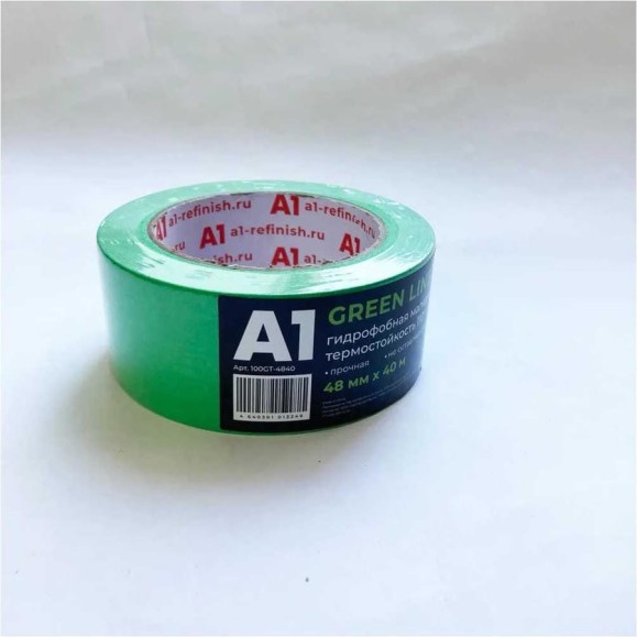 Гидрофобная малярная лента A1 GREEN LINE tape 48 мм x 40м 100GT-4840 Гидрофобная малярная лента A1 GREEN LINE tape 48 мм x 40м 100GT-4840