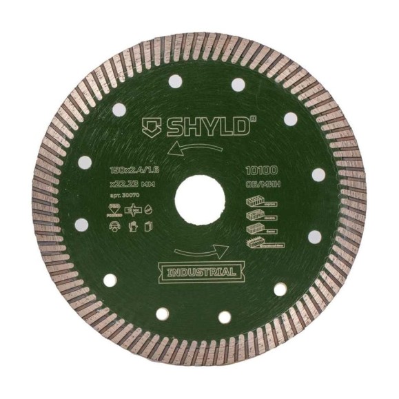 Алмазный сегментный круг SHYLD универсальный TURBO по стройматериалам 150x22,23 мм 6692571 Алмазный сегментный круг SHYLD универсальный TURBO по стройматериалам 150x22,23 мм 6692571