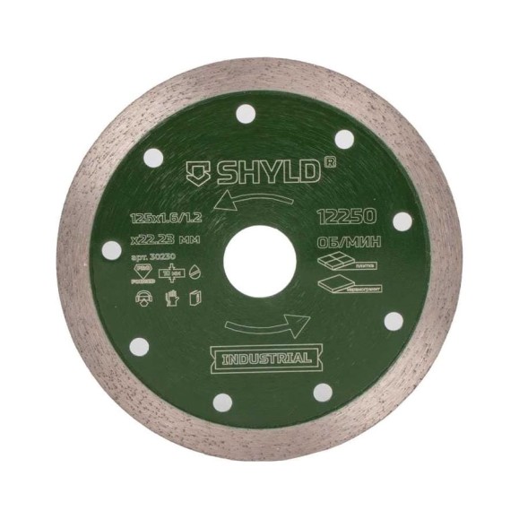 Алмазный сплошной круг SHYLD по керамограниту и плитке 125x22,23 мм 6692550