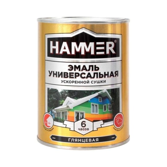 Эмаль Hammer универсальная ускоренной сушки глянцевая черная 2,7 кг ЭК000144091