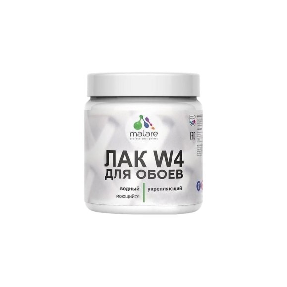 Лак MALARE колерованный укрывной для защиты обоев W4 универсальный, водный без запаха быстросохнущий, полуглянцевый RAL 9003 белый, 9 кг. ЛВКОБОИ9003ПГ0900 Лак MALARE колерованный укрывной для защиты обоев W4 универсальный, водный без запаха быстросохнущий, полуглянцевый RAL 9003 белый, 9 кг. ЛВКОБОИ9003ПГ0900