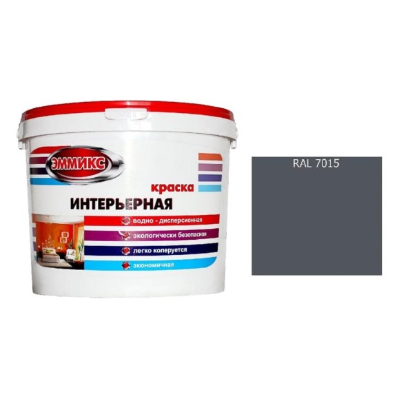 Краска интерьерная Эммикс ВД, моющаяся, RAL 7015, ведро 16 л, 22,5 кг 4690417128143 Краска интерьерная Эммикс ВД, моющаяся, RAL 7015, ведро 16 л, 22,5 кг 4690417128143