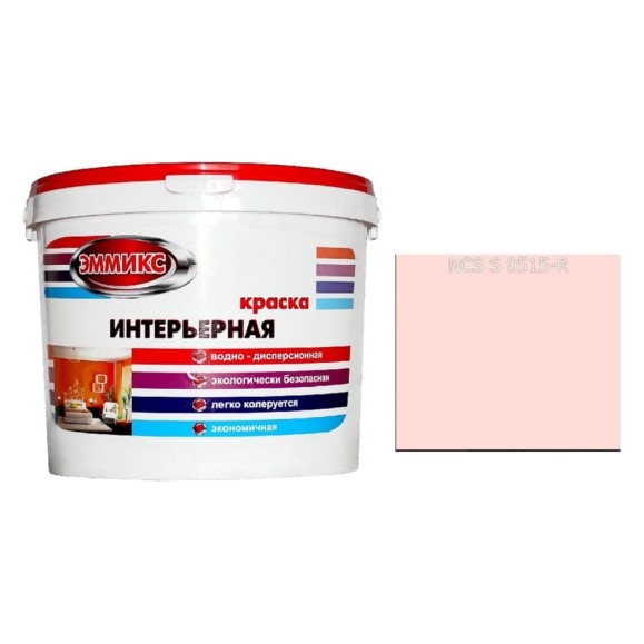 Краска интерьерная Эммикс ВД, моющаяся, S 0515 R, ведро 9 л, 14,4 кг 4690417127016