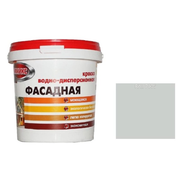 Краска ВД для наружных работ Эммикс моющаяся, RAL 7035 (ведро 9 л/14,4 кг) 4690417131747