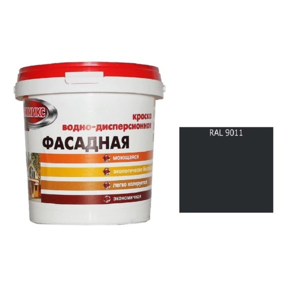 Краска Эммикс ВД для наружных работ моющаяся RAL 9011 (вед 16л/22,5 кг) 4690417122172 Краска Эммикс ВД для наружных работ моющаяся RAL 9011 (вед 16л/22,5 кг) 4690417122172