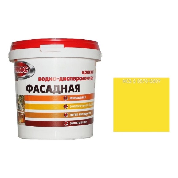 Краска ВД для наружных работ Эммикс моющаяся S 0570 G 90 Y ведро 0,9 л 4690417120680 Краска ВД для наружных работ Эммикс моющаяся S 0570 G 90 Y ведро 0,9 л 4690417120680