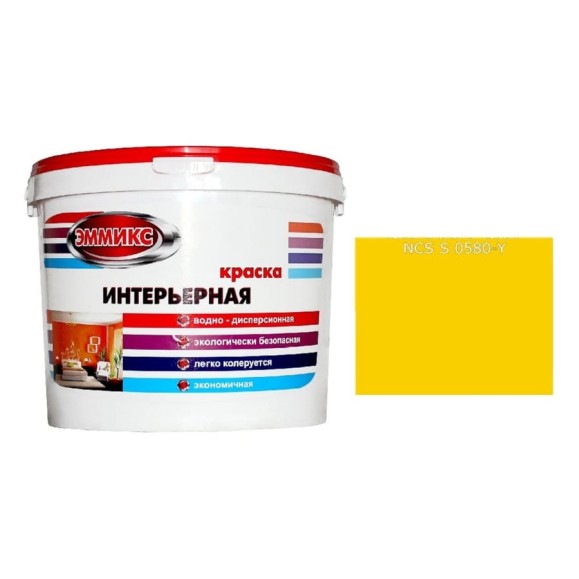 Краска интерьерная Эммикс ВД, моющаяся, S 0580 Y, ведро 4,5 л, 6,3 кг 4690417126002
