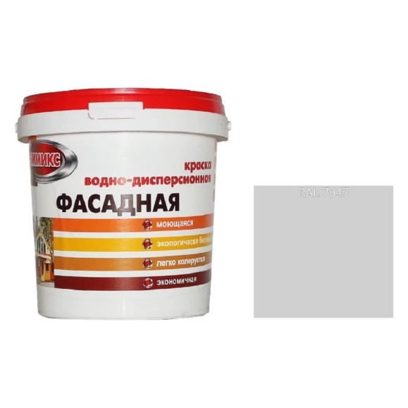 Краска ВД для наружных работ Эммикс моющаяся, RAL 7047 (ведро 2,7 л/4,3 кг) 4690417131822 Краска ВД для наружных работ Эммикс моющаяся, RAL 7047 (ведро 2,7 л/4,3 кг) 4690417131822