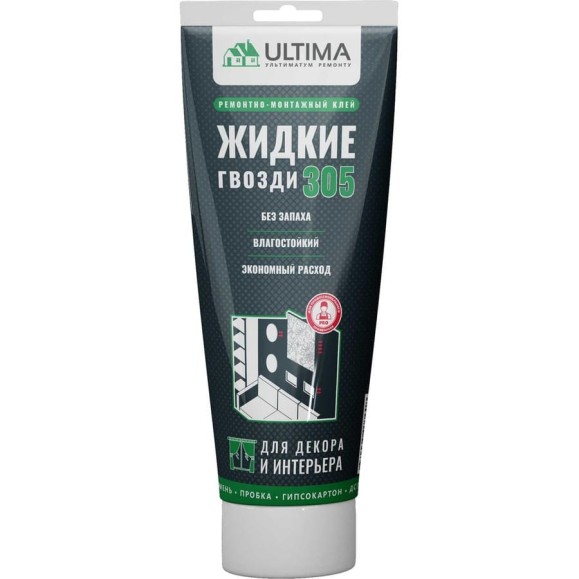 Клей для декора и интерьера Ultima 305 акрил, тюбик, белый 300г VADHES30525 Клей для декора и интерьера Ultima 305 акрил, тюбик, белый 300г VADHES30525