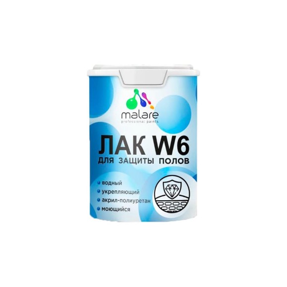 Лак MALARE колерованный укрывной для защиты пола W6 для дерева и минеральных поверхностей, водный, без запаха, полуглянцевый RAL 9003 белый, 0.9 кг. ЛВКПОЛ9003ПГ0090 Лак MALARE колерованный укрывной для защиты пола W6 для дерева и минеральных поверхностей, водный, без запаха, полуглянцевый RAL 9003 белый, 0.9 кг. ЛВКПОЛ9003ПГ0090