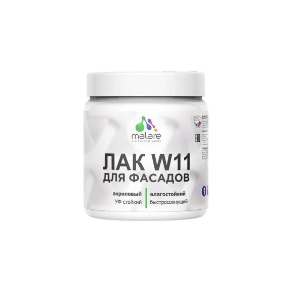 Лак MALARE колерованный тонирующий фасадный W11 для защиты фасадов зданий, для дерева, камня и кирпича, влагостойкий, матовый, венге, 0.5 кг. ЛВКФСДВЕНМ0050 Лак MALARE колерованный тонирующий фасадный W11 для защиты фасадов зданий, для дерева, камня и кирпича, влагостойкий, матовый, венге, 0.5 кг. ЛВКФСДВЕНМ0050