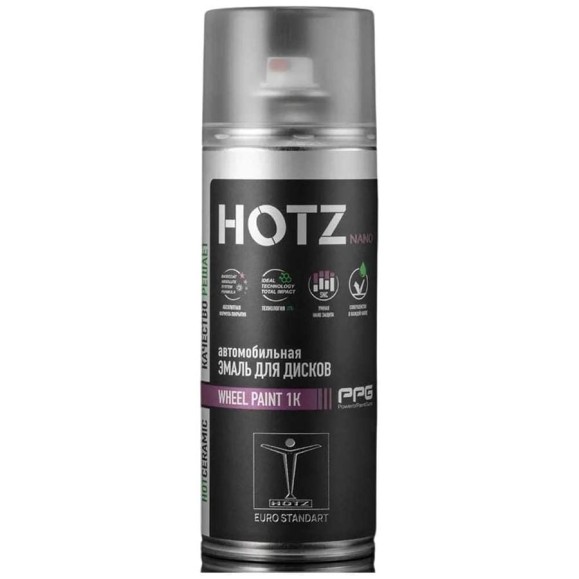 Эмаль для дисков HOTZ черная матовая, аэрозольный баллончик 520 мл, краска для дисков 4673755219209 Эмаль для дисков HOTZ черная матовая, аэрозольный баллончик 520 мл, краска для дисков 4673755219209