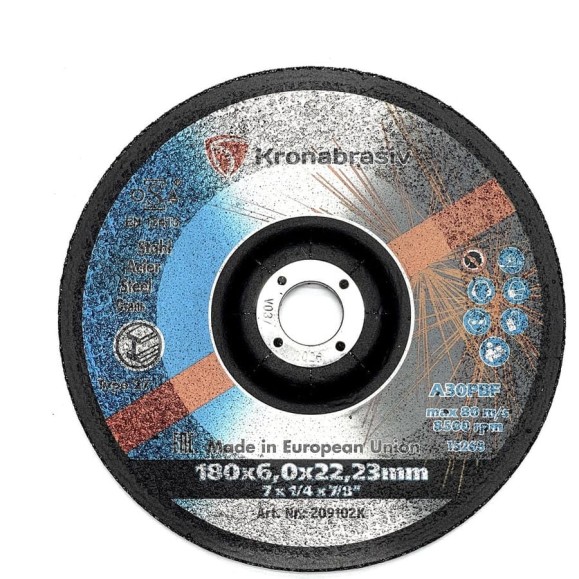 Диск зачистной KRONABRASIV 180х6.0х22.23 ECO, сталь 209102K