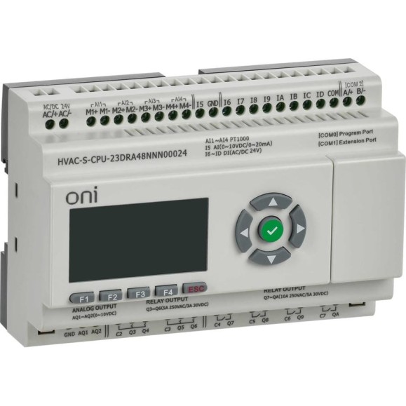 Модуль ONI ПЛК HVAC S ЦПУ 8DI 8DO 1AI 4PT 2AO LED RS485 HVAC-S-CPU23DRA48NNN00024