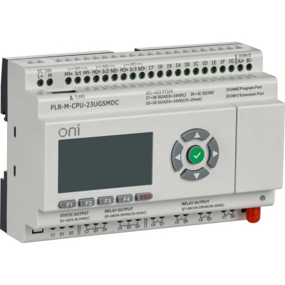 Микро ONI ПЛК PLR-M. CPU с GSM DI10/PT3/DO08(R)/02(T) 24В DC PLR-M-CPU-23UGSMDC