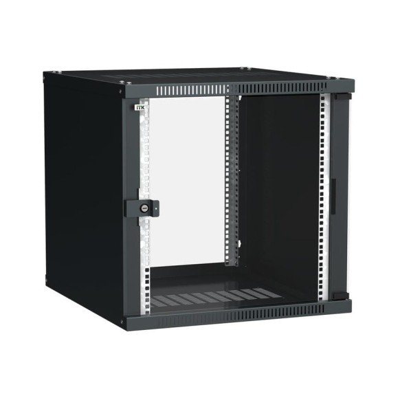 Шкаф ITK LINEA WE 12U, 600x600мм, дверь стекло, черный LWE5-12U66-GF