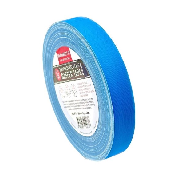 Клейкая лента DGTAPE ultraMATT - Гаффа тейп 25мм/50м - Голубой (светится в ультрафиолете) UMF25/50/BL