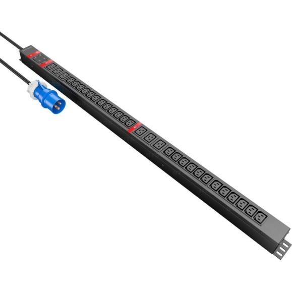 Блок распределения питания NTSS Basic, 1ф32А, 7.4кВт, 2 гидр.авт., (24)С13, (6)С19, сталь, 3м каб., вил. IEC 60309 NTSS-PDU-KB312406-3023