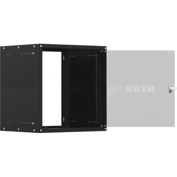Шкаф настенный телекоммуникационный NTSS W 18U 600х450х964мм, 2 профиля 19, дверь стеклянная, боковые стенки съемные, задняя стенка, разобранный, черный RAL 9005 NTSS-W18U6045GS-BL
