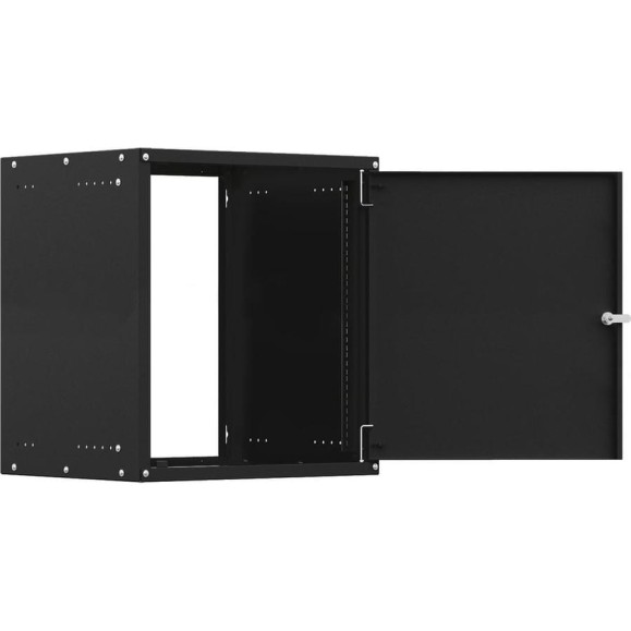 Шкаф настенный телекоммуникационный NTSS W 15U 600х600х770мм, 2 профиля 19, дверь сплошная металл, боковые стенки съемные, разобранный, черный RAL 9005 NTSS-W15U6060FD-BL