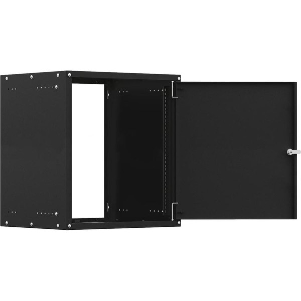 Шкаф настенный телекоммуникационный NTSS W 12U 600х600х635мм, 2 профиля 19, дверь сплошная металл, боковые стенки съемные, разобранный, черный RAL 9005 NTSS-W12U6060FD-BL