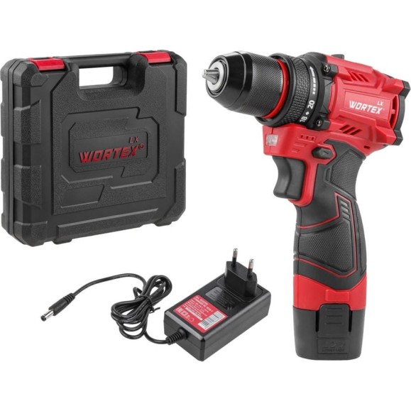 Аккумуляторная бесщеточная дрель-шуруповерт WORTEX LX BD 1215-1 Li 12В, 30 Нм, 1.5 Ач акб, патрон 10 мм, 1333698