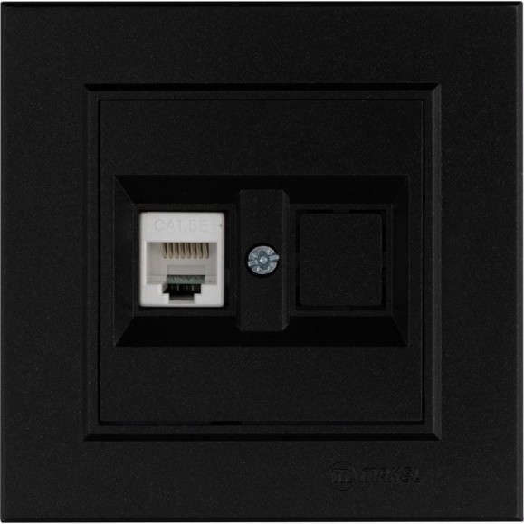 Розетка компютерная MAKEL Karea CAT5 + гнездо, СП, IP20, черный 56054035