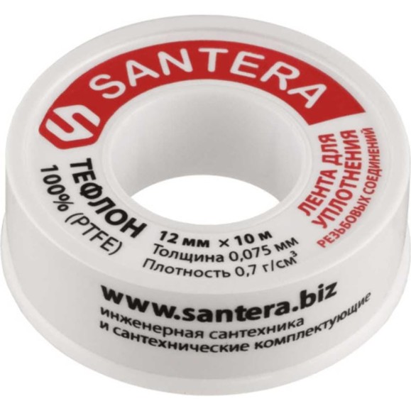 Фум лента SANTERA 12мм 0.075мм 10 м ST2531 Фум лента SANTERA 12мм 0.075мм 10 м ST2531