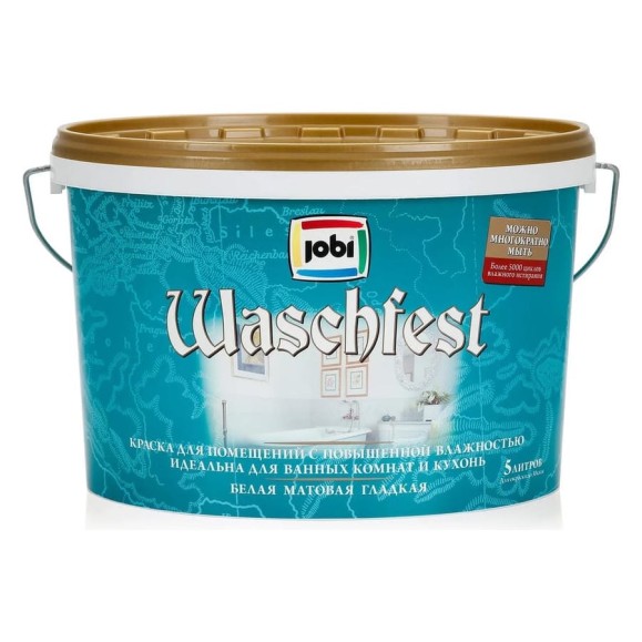 Краска JOBI для кухонь и ванных комнат WASCHFEST 5л 10524