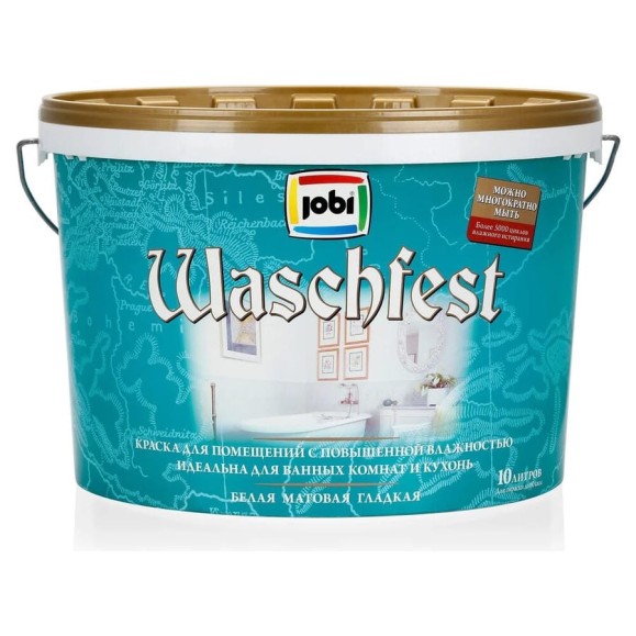 Краска JOBI для кухонь и ванных комнат WASCHFEST 10л 10525