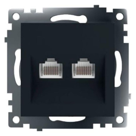 Механизм розетки компьютерной 2-местной STEKKER RJ-45, GLS00-7109-05, серия Катрин, черный, 50007 Механизм розетки компьютерной 2-местной STEKKER RJ-45, GLS00-7109-05, серия Катрин, черный, 50007