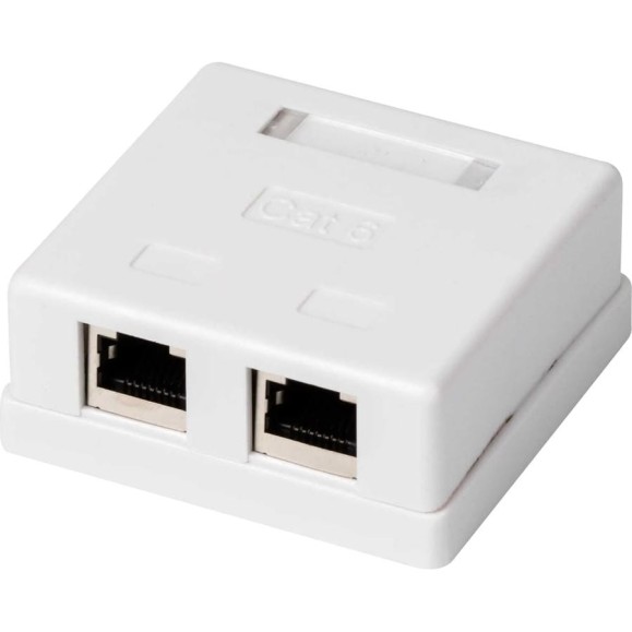 Экранированная компьютерная розетка Retic на 2 порта RJ-45, 8p8c, cat. 6, на плате 10 шт J-8P8C-C6-SH-2P-TWCS/10