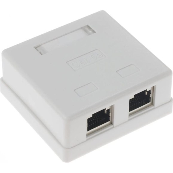 Экранированная компьютерная розетка Retic на 2 порта RJ-45, 8p8c, cat. 5e, на плате 100 шт J-8P8C-C5e-SH-2P-TWCS/100