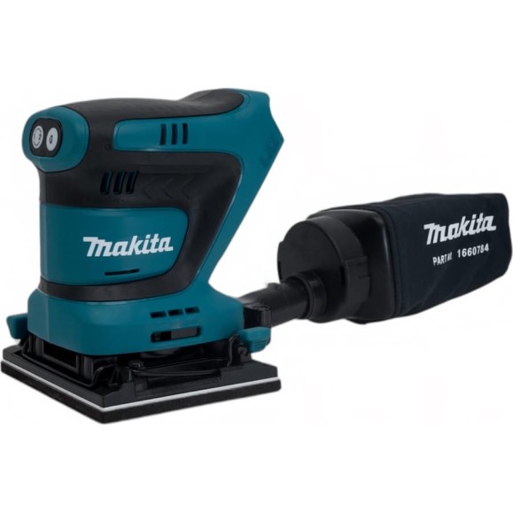 Аккумуляторная вибрационная шлифмашина Makita  LXT, BL, 18 В, XPT, 114x140 мм, 11000-14000 об\м, ампл-1.5мм, 1.4 кг, кор,п\сборник, зажим +липучка, без аккум и з/у DBO480Z