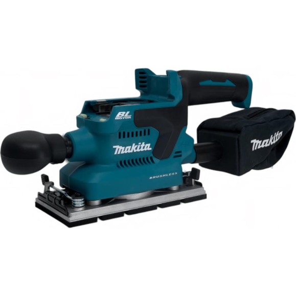 Аккумуляторная вибрационная шлифмашина Makita LXT, BL, 18В, XPT, AWS, 93x228 мм, 4000-12000 об\м, ампл-2.0 мм, 1.5кг, кор,п\сборник, зажим, WUT01, без аккум. и з/у DBO381ZU