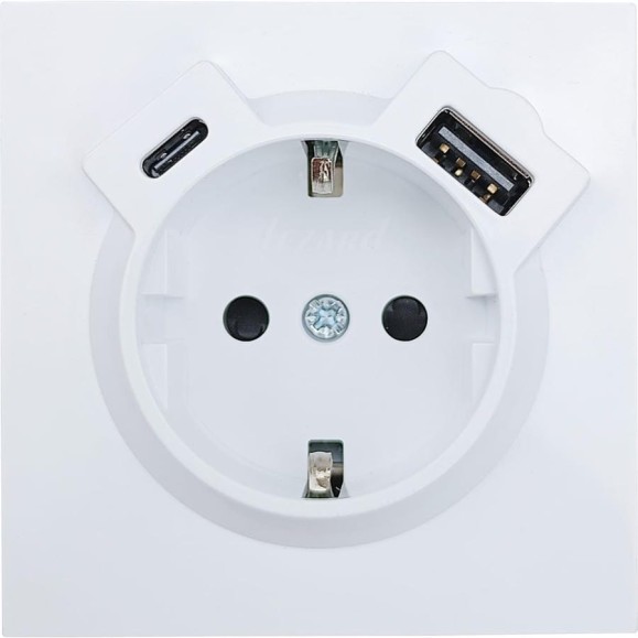 Розетка Lezard ZIMA с заземлением TC + USB разъем, белая 704-0288-181TC